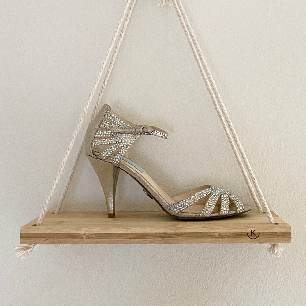 Anthropologie BHLDN Rhinestone Light Gold Heels